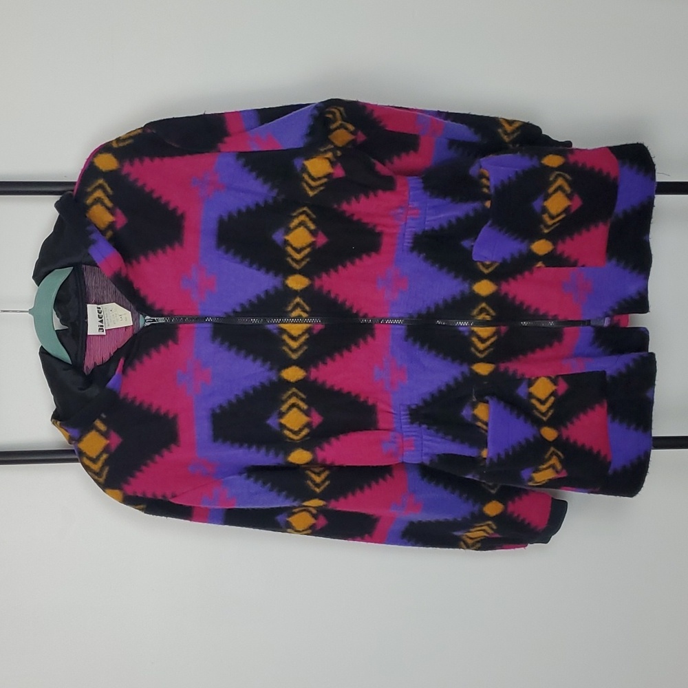 Vintage Southwestern Aztec Navajo Fleece Jacket Women Size L Rare Navajo Blanket